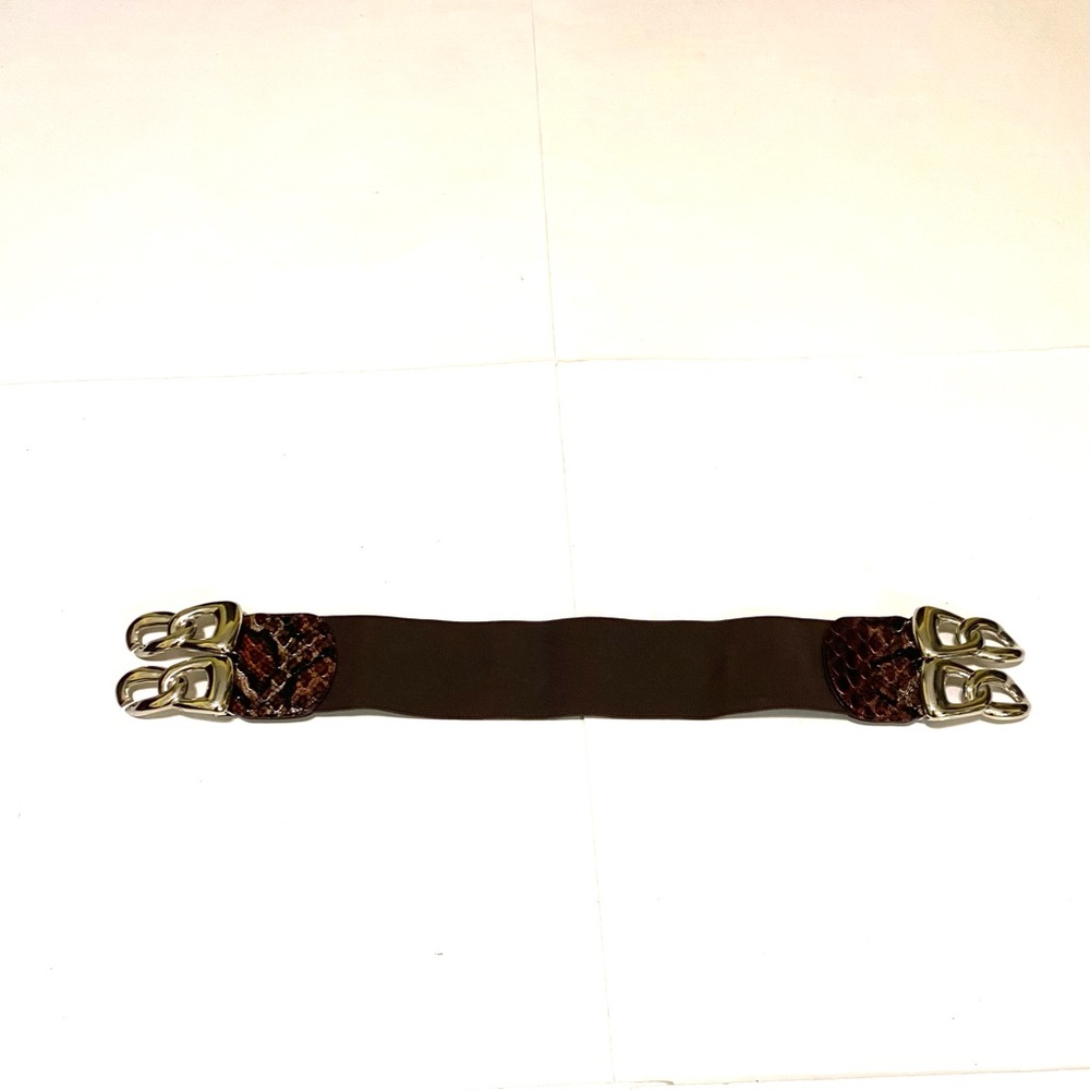 Brown Snake Print Belt with Gold Buckle - Picture 6 of 10